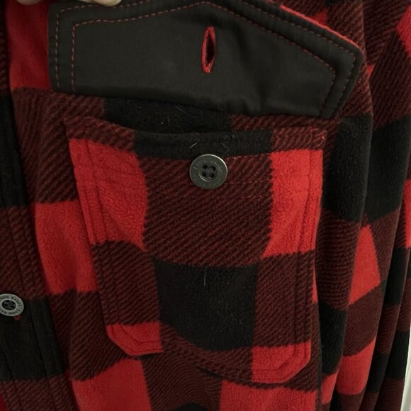 Eddie Bauer Mens TXL Red Buffalo Plaid Flannel Fleece Shirt Outdoor Lumberjack - Picture 11 of 16